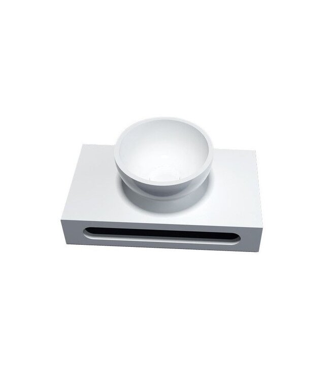 Mini Toilet Fonteinset Parro Zwart Solid Surface Handdoekhouder waskom luxe koud water Kraan Cinci Pushup en Sifon Zwart 40x22x8cm