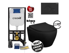 Creavit Hangtoilet Set Aloni Zwart Mat Randloos incl. Softclose Toiletbril