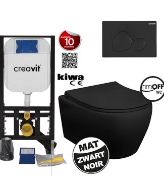 CREAVIT Creavit Hangtoilet Set Aloni Zwart Mat Randloos incl. Softclose Toiletbril