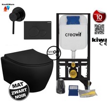 Creavit hangtoilet set aloni zwart mat randloos met bidetsproeier incl softclose toiletbril en omstelkraan