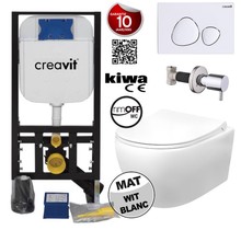 Creavit Hangtoilet Set Aloni Wit Mat randloos met bidet incl softclose toiletbril bidetkraan