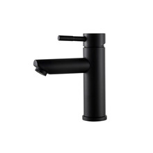 Wastafelkraan Eva Opbouw Laag Rond Mat Zwart 1 Greeps