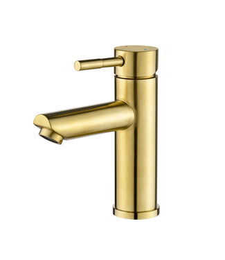 SANI-SUPPLY Wastafelkraan Eva Opbouw Laag Rond Geborsteld Goud 1 Greeps