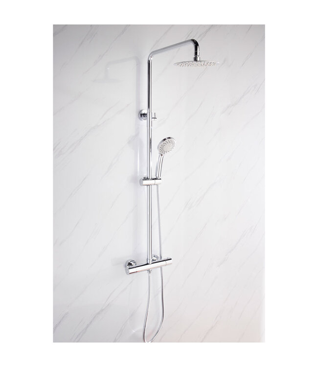 Opbouw Regendouche set Leva Chroom 30 cm Hoofddouche Thermostaatkraan incl. Handdouche