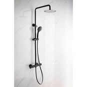 Opbouw Regendouche set Leva Mat Zwart 30 cm Hoofddouche Thermostaatkraan incl. Handdouche