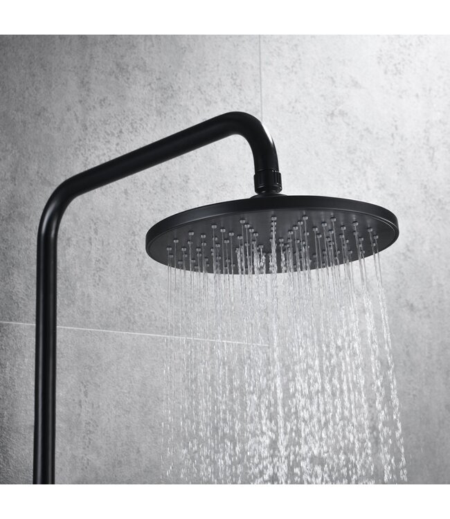 Opbouw Regendouche set Lima Mat Zwart 20 cm Hoofddouche Thermostaatkraan incl. Handdouche