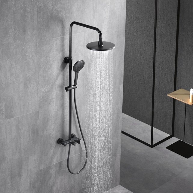 Opbouw Regendouche set Lima Mat Zwart 20 cm Hoofddouche Thermostaatkraan incl. Handdouche Opbouw Regendouche set Lima Mat Zwart 20 cm Hoofddouche Thermostaatkraan incl. Handdouche