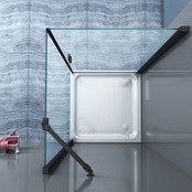 Douchecabine 80x80 - Azura Glazen Douchecabine - Draaideur 8mm Glas Vierkant - Profiel Mat Zwart