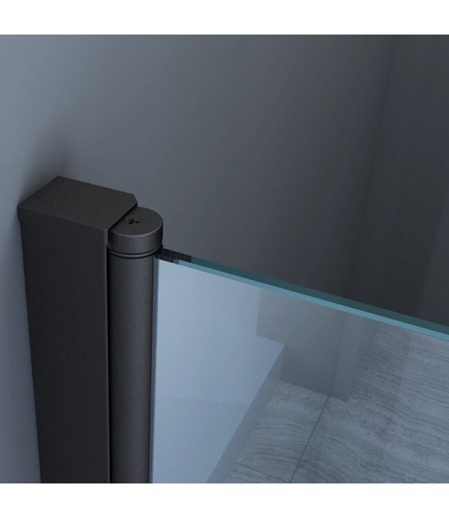 Douchecabine 80x80 - Azura Glazen Douchecabine - Draaideur 8mm Glas Vierkant - Profiel Mat Zwart