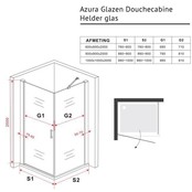 Douchecabine 80x80 - Azura Glazen Douchecabine - Draaideur 8mm Glas Vierkant - Profiel Mat Zwart