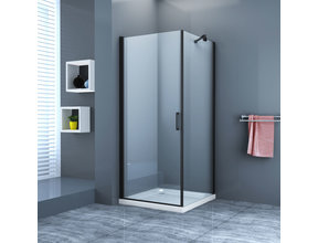 Douchecabine 90x90 - Azura Glazen Douchecabine - Draaideur 8mm Glas Vierkant - Profiel Mat Zwart
