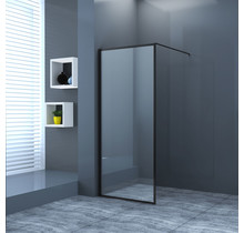Inloopdouche Bailey 100x200cm Antikalk Helder Glas Mat Zwart 8mm Veiligheidsglas Easy Clean