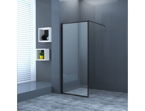 Inloopdouche Bailey 100x200cm Antikalk Helder Glas Mat Zwart 8mm Veiligheidsglas Easy Clean