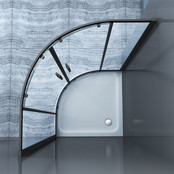 Douchecabine James Nano Kwartrond Hoekinstap Schuifdeur 90x90x200cm Helder Glas Mat Zwart Profiel 6mm Veiligheidsglas