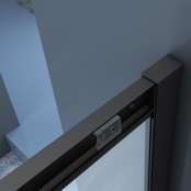 Douchecabine James Nano Kwartrond Hoekinstap Schuifdeur 90x90x200cm Helder Glas Mat Zwart Profiel 6mm Veiligheidsglas