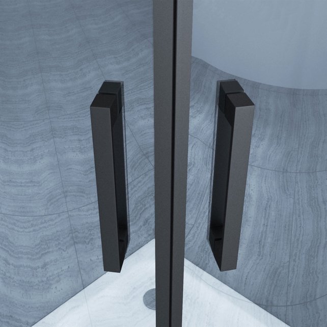 Douchecabine James Nano Kwartrond Hoekinstap Schuifdeur 100x100x200cm Helder Glas Mat Zwart Profiel 6mm Veiligheidsglas