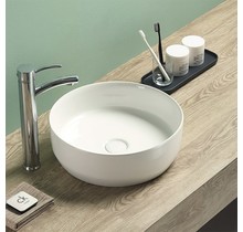 Waskom Minerva Glans Wit rond 39x12cm keramiek incl bijpassend click waste