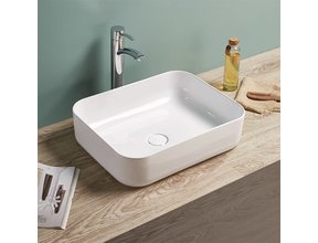 Waskom Minerva Glans Wit 50x39x13cm vierkant keramiek incl. bijpassend click-waste