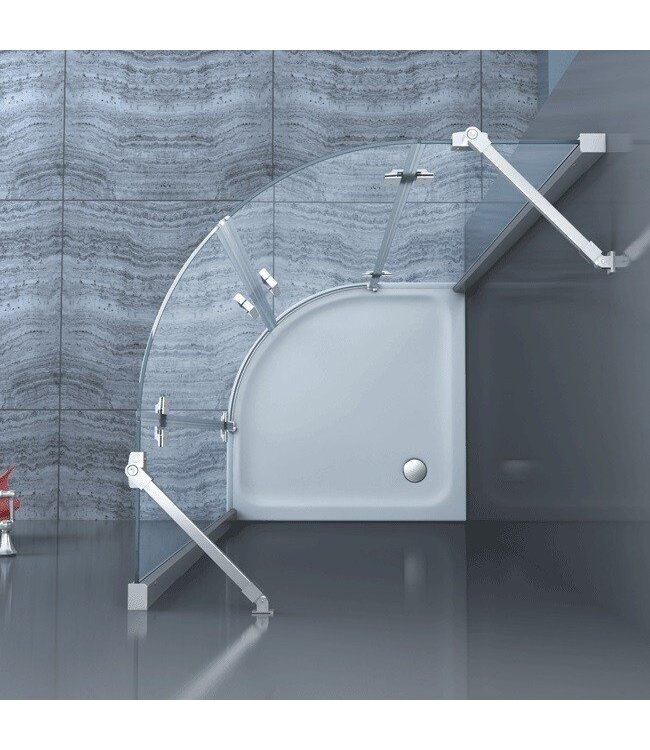 Douchecabine Kwartrond Draaideur 100x100x200cm Antikalk Helder Glas Chroom Profiel 8mm Veiligheidsglas Easy Clean