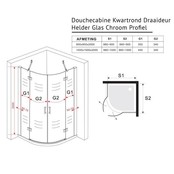 Douchecabine Kwartrond Draaideur 100x100x200cm Antikalk Helder Glas Chroom Profiel 8mm Veiligheidsglas Easy Clean
