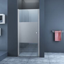Glazen Douchedeur 80cm - Mania Helder/mat Glas Nisdeur met L/R draaiend Draaideur - Verstelbaar Swingdeur met Antikalk