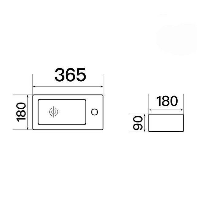 Fontein Rechthoek Rechts 36,5x18x9cm - Toiletfontein kopen? Fonteinen aanbieding