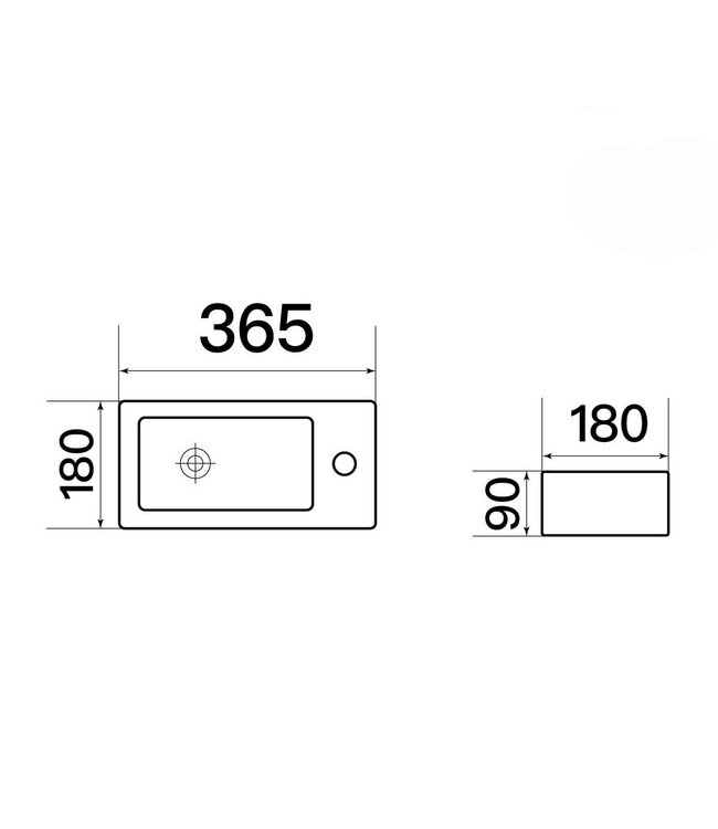 Fontein Rechthoek Rechts 36,5x18x9cm - Toiletfontein kopen? Fonteinen aanbieding