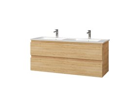 Badkamermeubel Onderkast Sally 120x50x45 Mat Eiken Hangend 2 Lades Softclose Greeploos