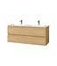 Badkamermeubel Onderkast Sally 120x50x45 Mat Eiken Hangend 2 Lades Softclose Greeploos