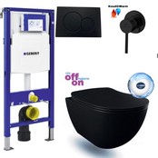 Geberit UP320 Toiletset Antraciet met Creavit Freedom Randloos Hangtoilet met Bidet