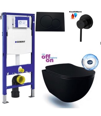 GEBERIT Geberit UP320 Toiletset Antraciet met Creavit Freedom Randloos Hangtoilet met Bidet