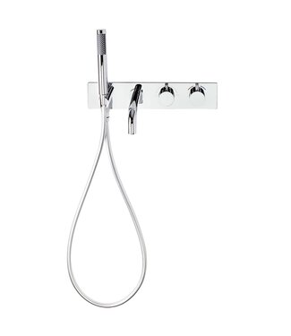 SANETTI Badkraan Nomi Inbouw Thermostatisch Rond Glans Chroom 2 Greeps met Handdoucheset