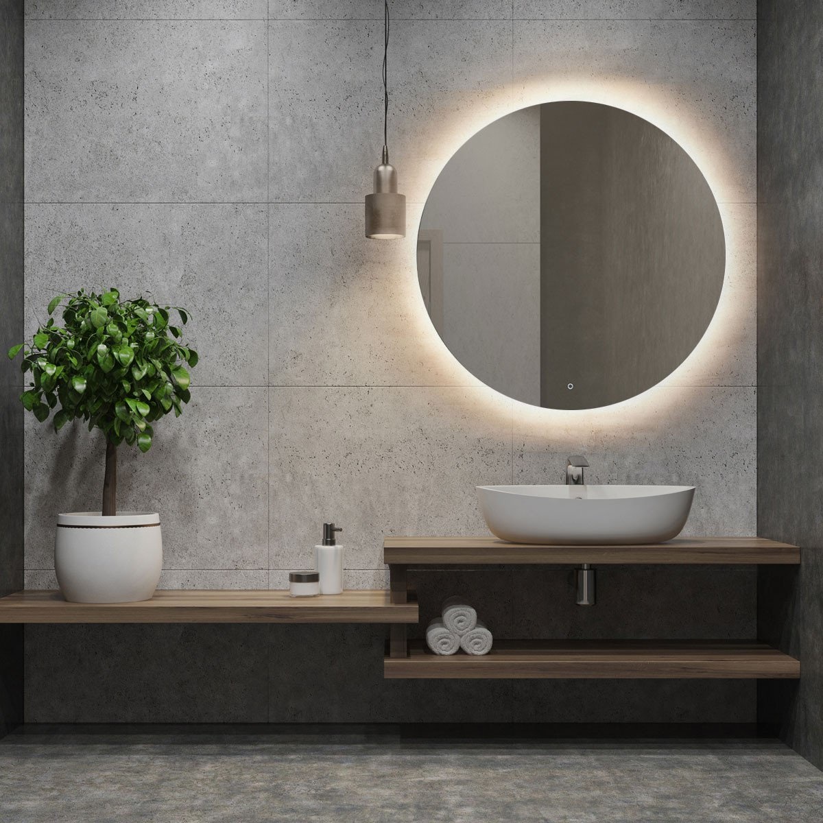 Ronde LED-spiegel met verlichting, dimbare badkamerspiegel met