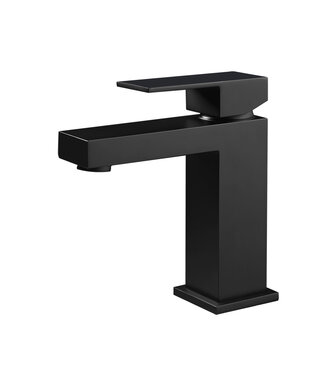 ALONI Wastafelkraan SQUARE laag 17,7cm Vierkant Zwart Mat eenhendel bediening