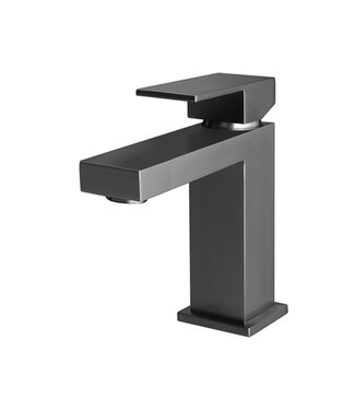 ALONI Wastafelkraan SQUARE laag 17,7cm Vierkant Gunmetal eenhendel bediening