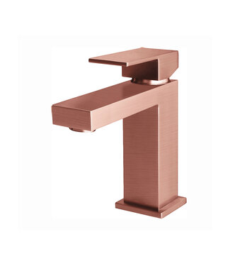 ALONI Wastafelkraan Squere laag 17,7cm Vierkant Geborsteld koper eenhendel bediening