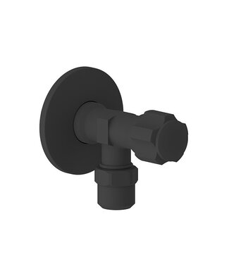 SANI-SUPPLY SaniPro Effeze Hoekstopkraan Zwart Mat 1/2"X3/8" rozet + knel