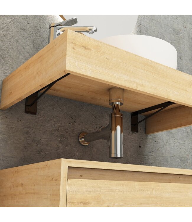 Badkamermeubel Sally Freedom Licht Eiken 80cm met wastafelblad voor waskom en ladekast