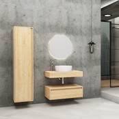 Badkamermeubel Sally Freedom Licht Eiken 80cm met wastafelblad voor waskom en ladekast