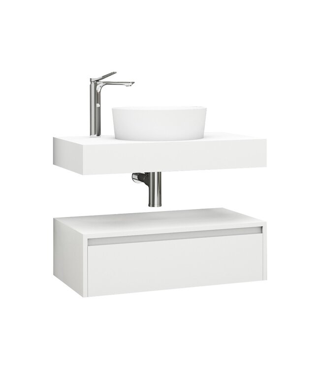 CREAVIT Badkamermeubel Sally Freedom Licht Eiken 80cm met wastafelblad voor waskom en ladekast