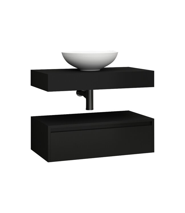 Badkamermeubel Sally Freedom Licht Eiken 80cm met wastafelblad voor waskom en ladekast