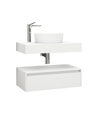 CREAVIT Badkamermeubel Sally Freedom Mat Wit 80cm met wastafelblad voor waskom en ladekast