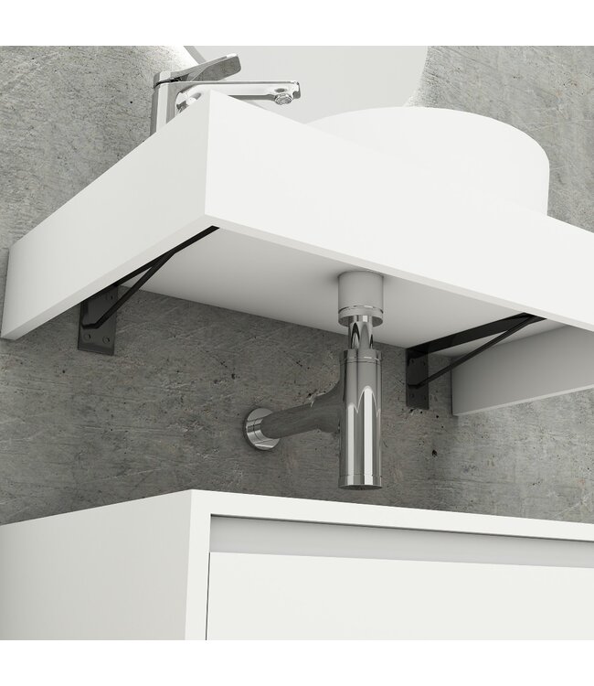 Badkamermeubel Sally Freedom Mat Wit 80cm met wastafelblad voor waskom en ladekast