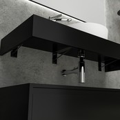 Badkamermeubel Sally Freedom Mat Zwart 80cm met wastafelblad voor waskom en ladekast