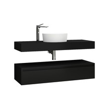 Badkamermeubel Sally Freedom Mat Zwart 120cm met wastafelblad voor waskom en ladekast