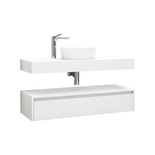 Badkamermeubel Sally Freedom Mat Wit 120cm met wastafelblad voor waskom en ladekast