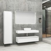 Badkamermeubel Sally Freedom Mat Wit 120cm met wastafelblad voor waskom en ladekast