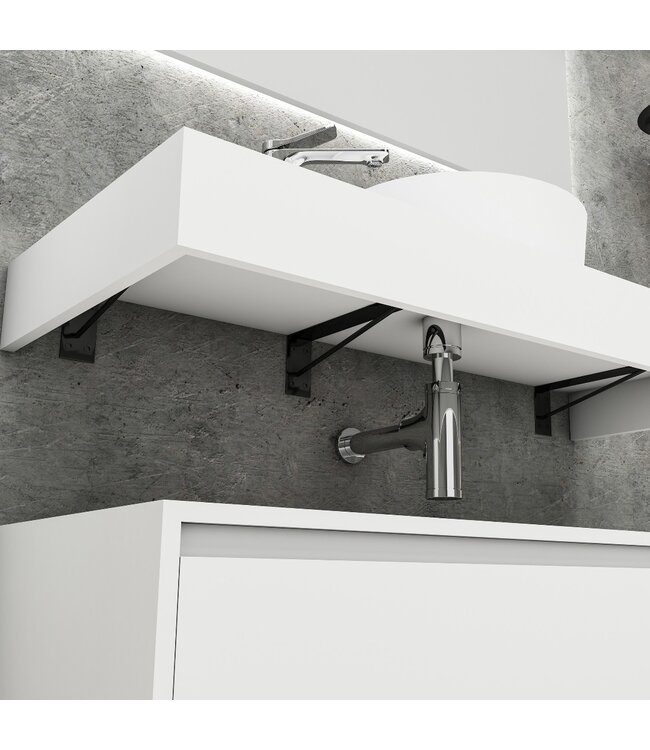 CREAVIT Badkamermeubel Sally Freedom Mat Wit 120cm met wastafelblad voor waskom en ladekast