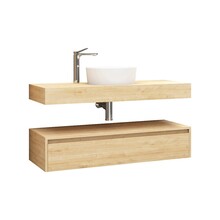 Badkamermeubel Sally Freedom Light Eiken 120cm met wastafelblad voor waskom en ladekast