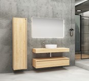 Badkamermeubel Sally Freedom Light Eiken 120cm met wastafelblad voor waskom en ladekast